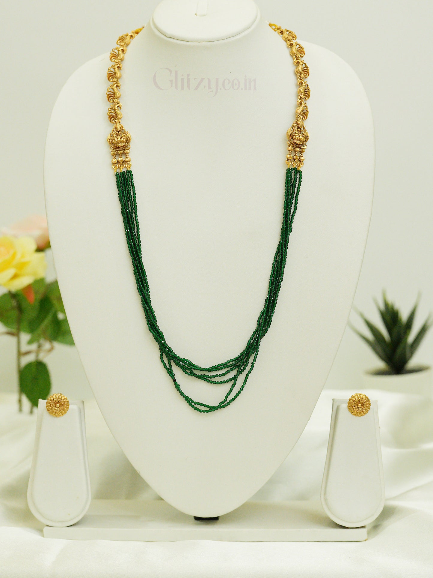 Harini Emerald Beads Haar Set