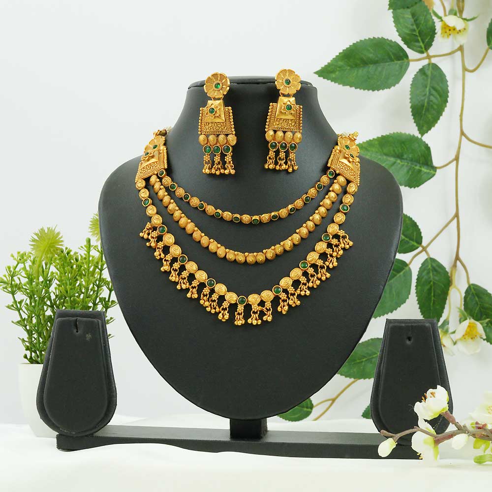Amrapali three Layer Antique Necklace Set