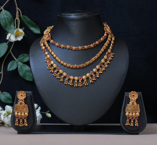 Amrapali three Layer Antique Necklace Set