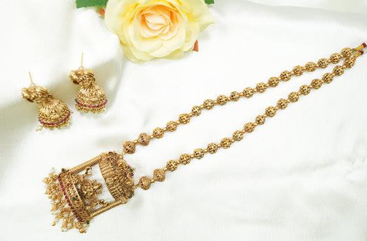 Goddess Lakshmi Pendent Set with beautiful Jhumkies
