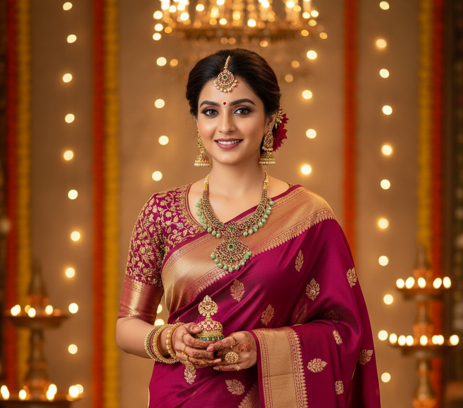 Ruby Mint Green Chandbali Necklace Set