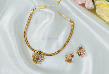 Peacock Glow AD Necklace Set