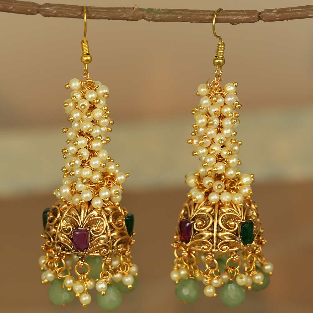 Pearl Cascade Jhumkas