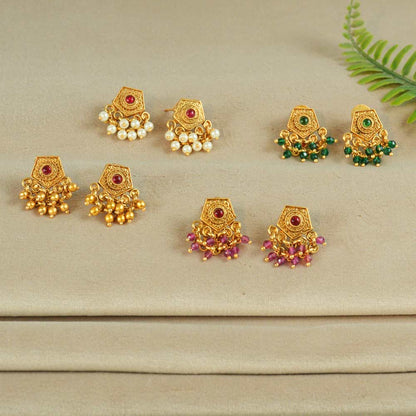 Hexagon Stud Beaded Earrings