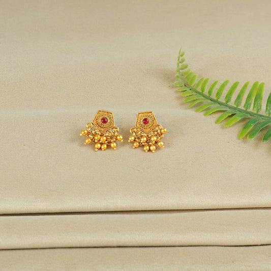 Hexagon Stud Beaded Earrings