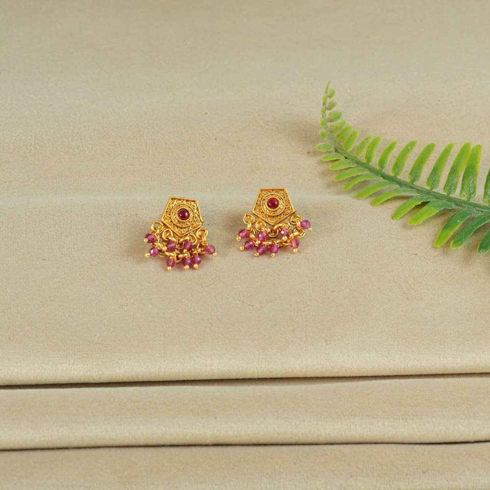 Hexagon Stud Beaded Earrings