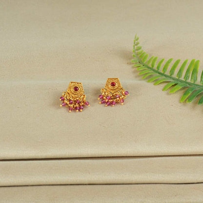 Hexagon Stud Beaded Earrings