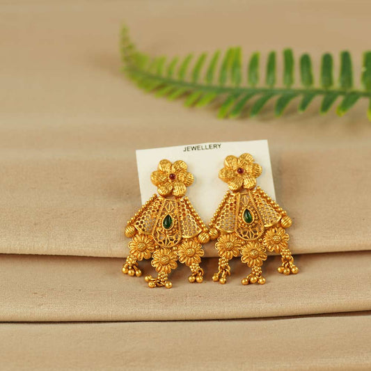 Floral Triangle Dangler Earrings