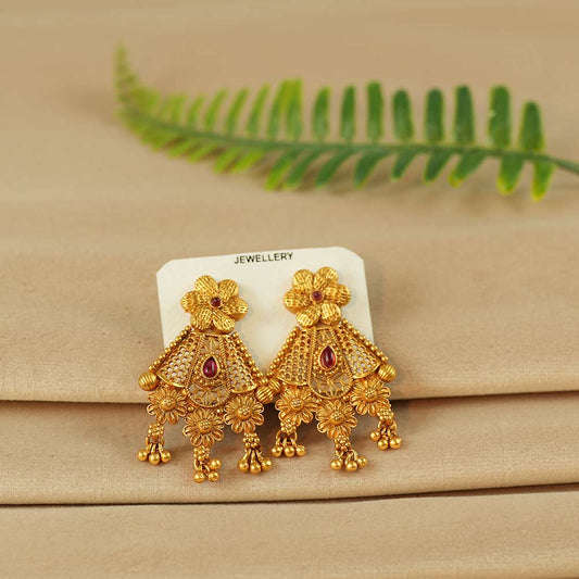 Floral Triangle Dangler Earrings