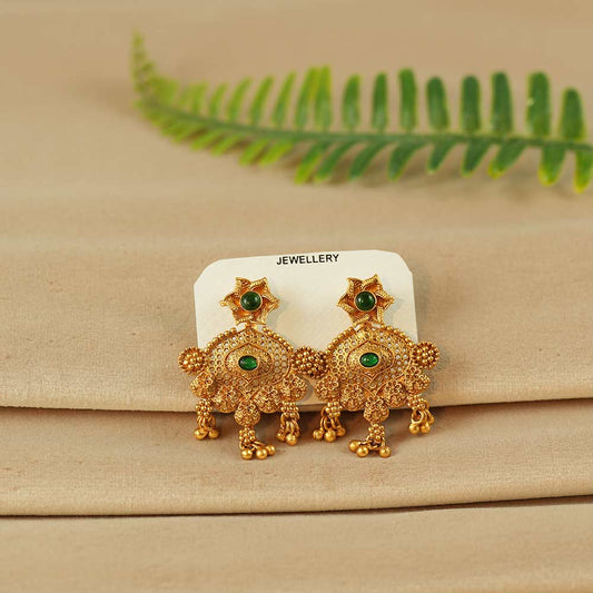 Classic Round Floral Dangler Earrings