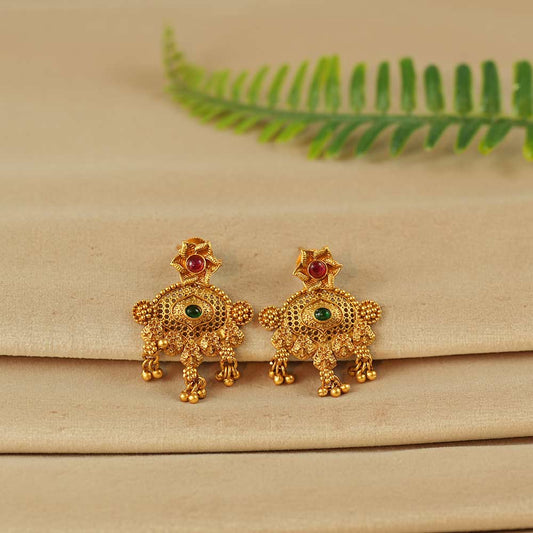 Classic Round Floral Dangler Earrings