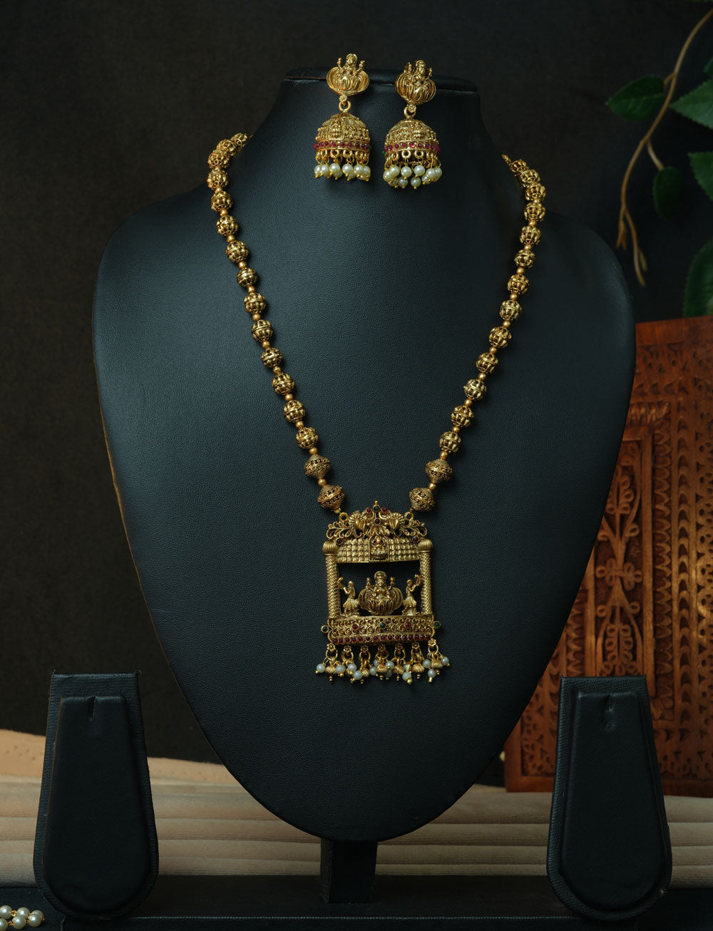 Goddess Lakshmi Pendent Set with beautiful  Jhumkies