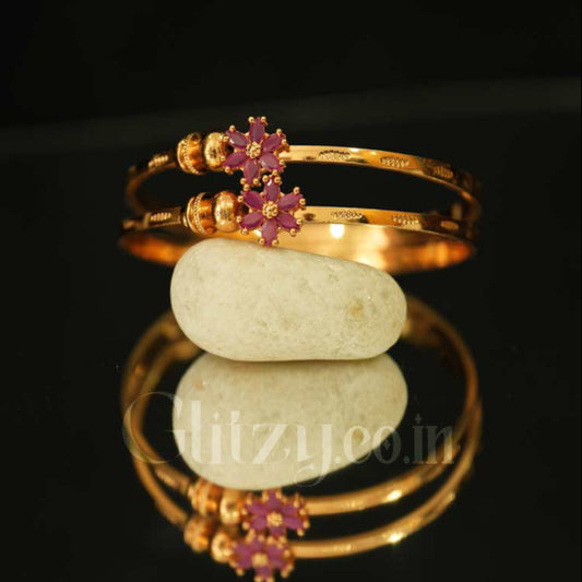 Ruby Pink Blossom Kadli Bangles 4