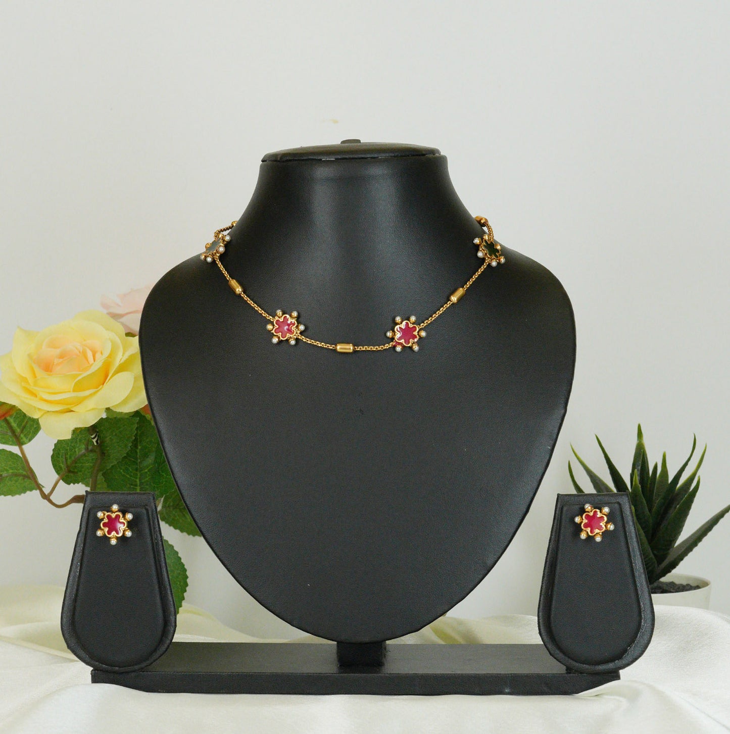Phoolika Enamel Necklace Set
