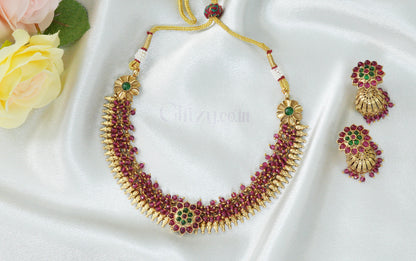 Ranjani Ruby Floral Necklace Set