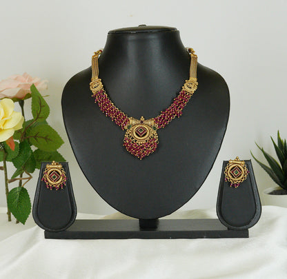 Ruby Weave Antique Necklace Set