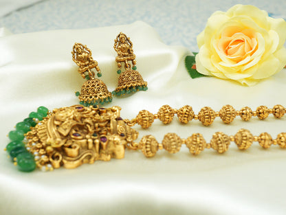 Goddess Lakshmi matte Pendent Set with pair of Earrings