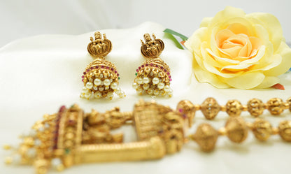 Goddess Lakshmi Pendent Set with beautiful  Jhumkies