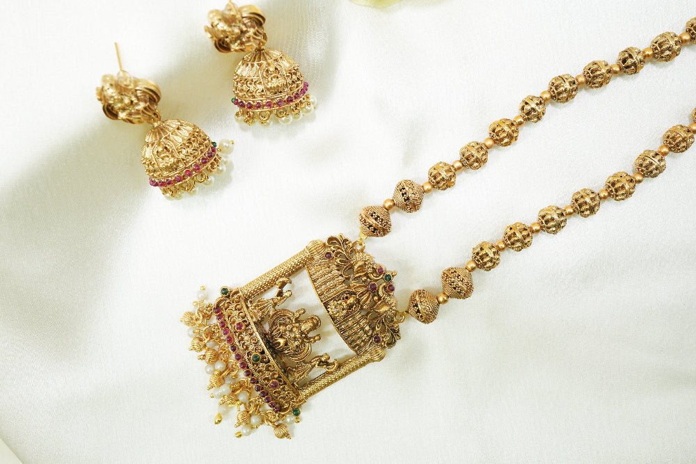 Goddess Lakshmi Pendent Set with beautiful  Jhumkies