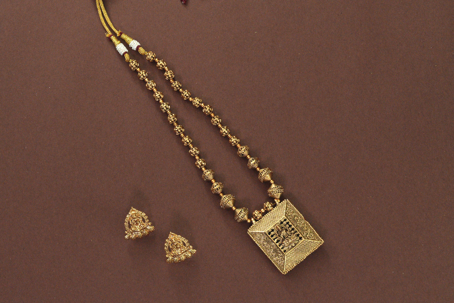 Reversible Temple Necklace Set with Dual Earrings