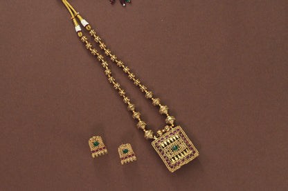 Reversible Temple Necklace Set with Dual Earrings